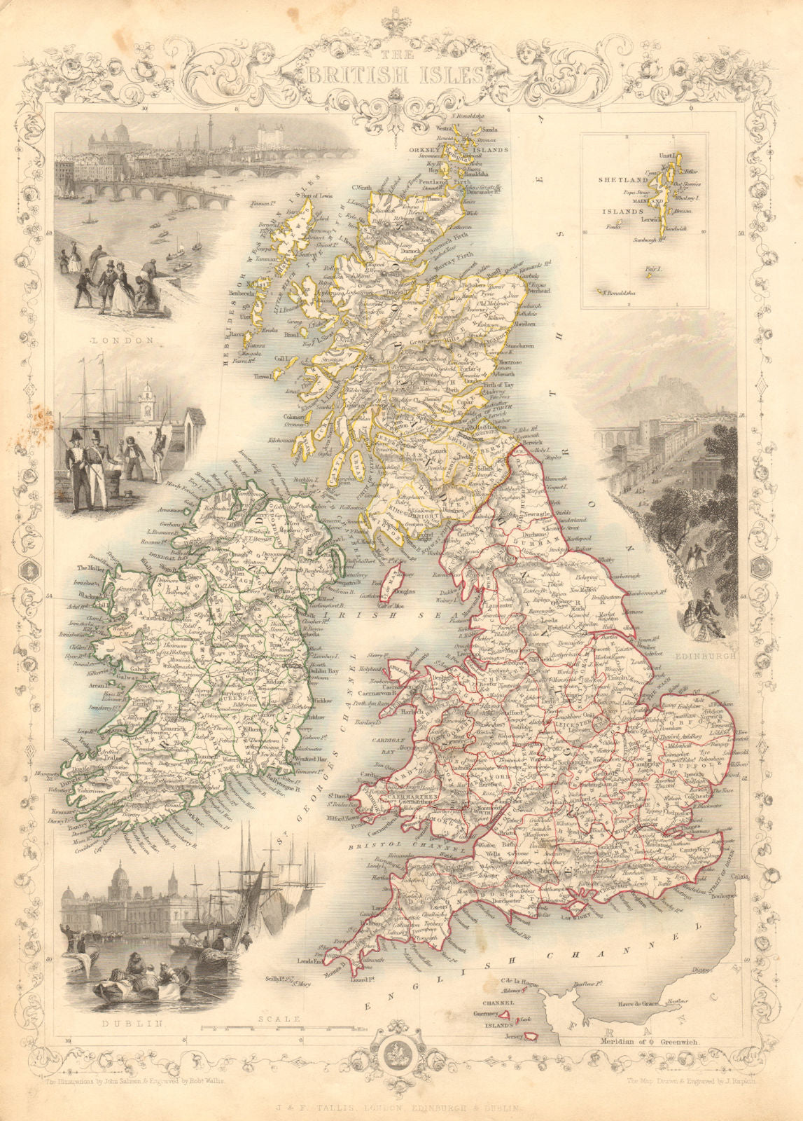 BRITISH ISLES. Counties. England Wales Scotland Ireland. RAPKIN/TALLIS 1851 map